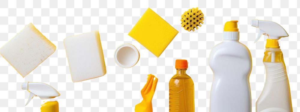 PNG  Colorful cleaning set yellow yellow background variation. AI generated Image by rawpixel.