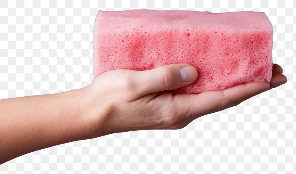 PNG  Hand with using sponge cleaning hygiene holding. AI generated Image by rawpixel.