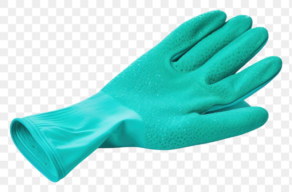 PNG  Glove using sponge turquoise cleaning clothing. AI generated Image by rawpixel.