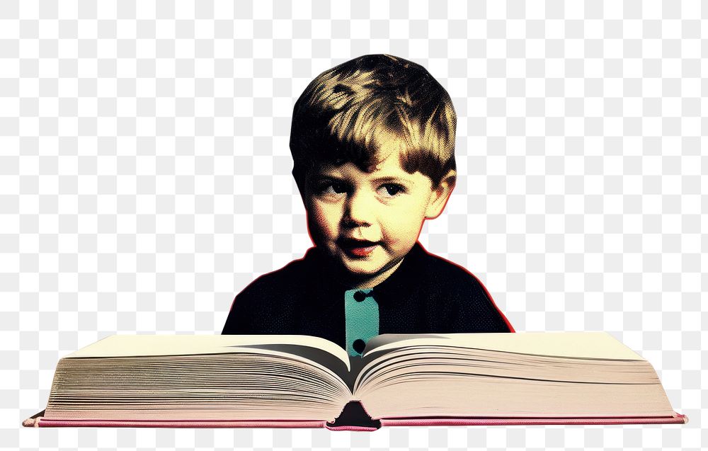 PNG Collage of a book child publication portrait.