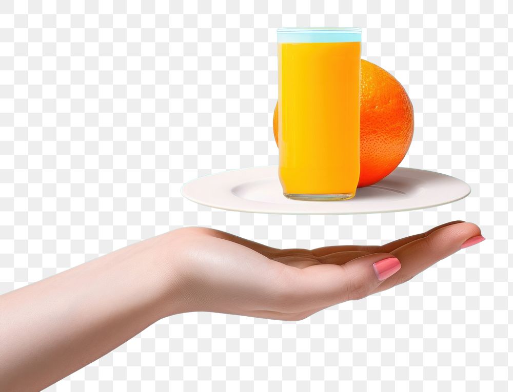 PNG Retro collage of hand orange juice orange juice.
