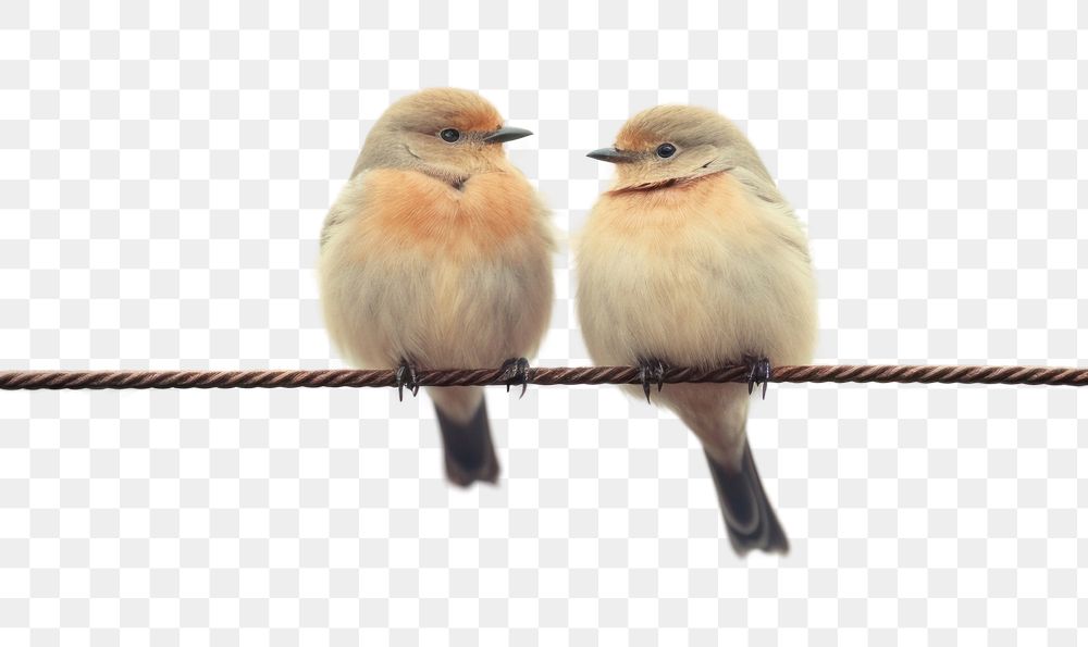PNG A couple bird on wire with cloud sky sparrow animal beak.