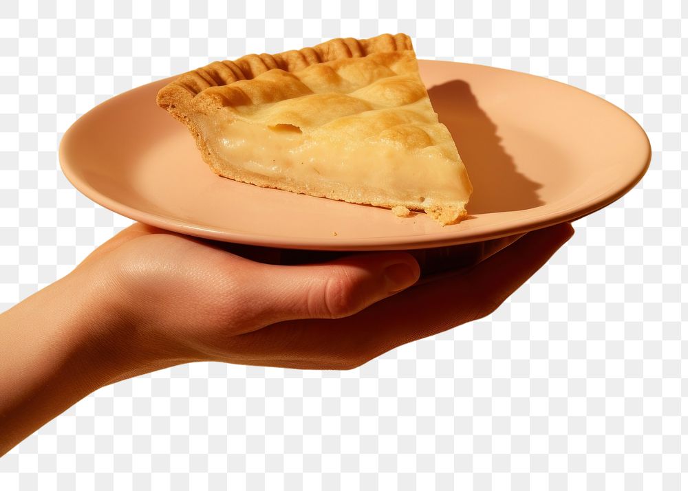 PNG A person holding piece of pie on plate dessert food freshness.