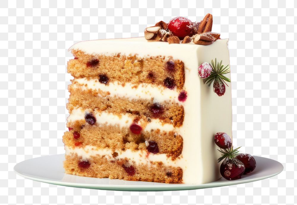 PNG Christmas cake slice dessert berry fruit.