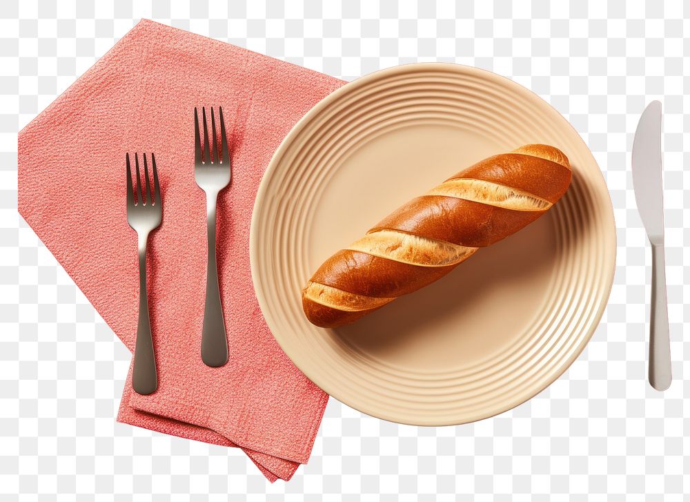 PNG French food napkin plate bread.