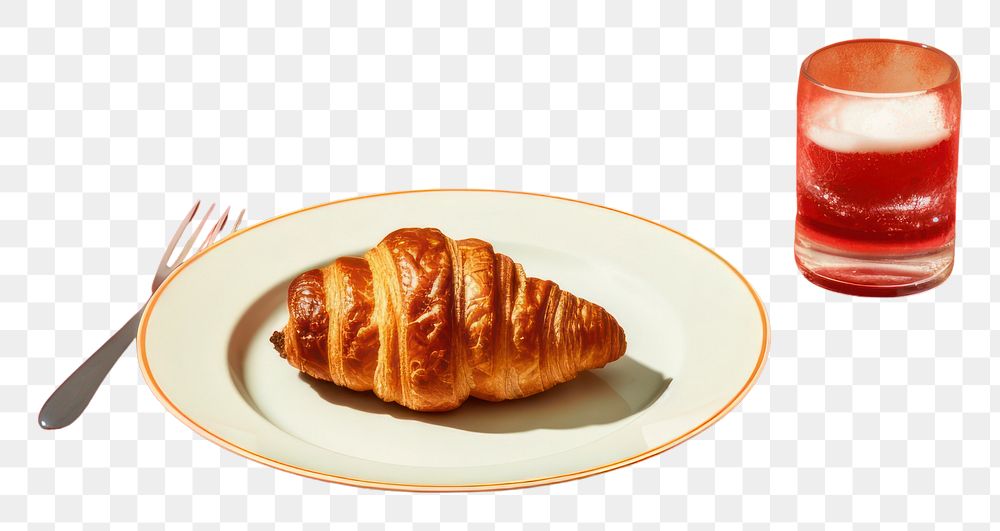 PNG French food croissant fork refreshment.