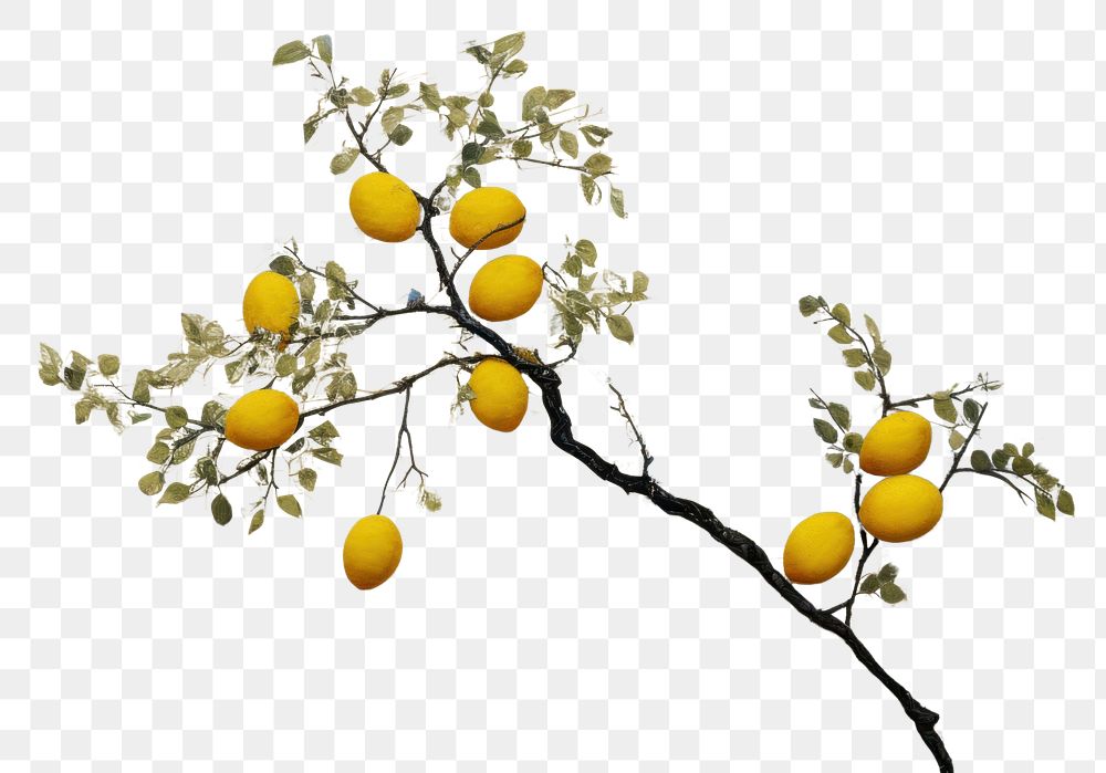 PNG Minimal colorful lemon tree plant fruit freshness.