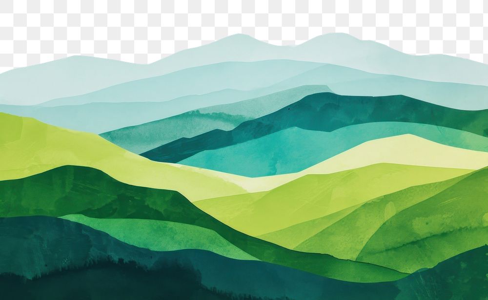 PNG A lush green hillside mountain art backgrounds. AI generated Image by rawpixel.