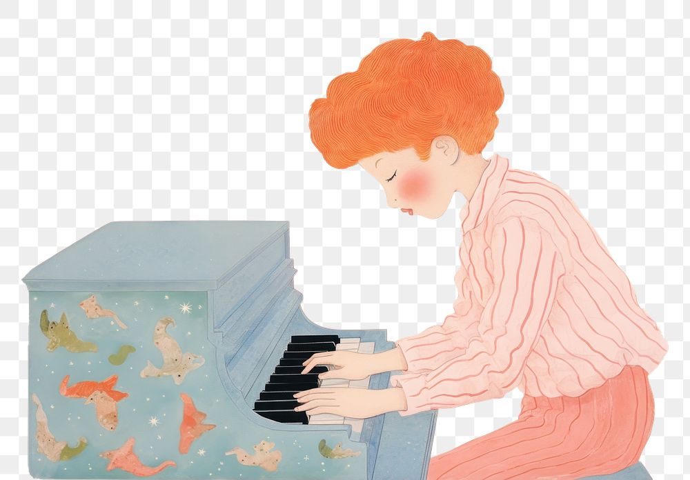 PNG A boy play piano keyboard musician pianist. AI generated Image by rawpixel.