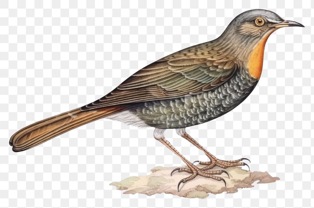 PNG  Bird blackbird drawing animal. AI generated Image by rawpixel.