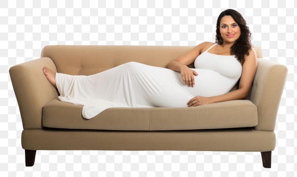 PNG  Pregnant woman sitting furniture adult.