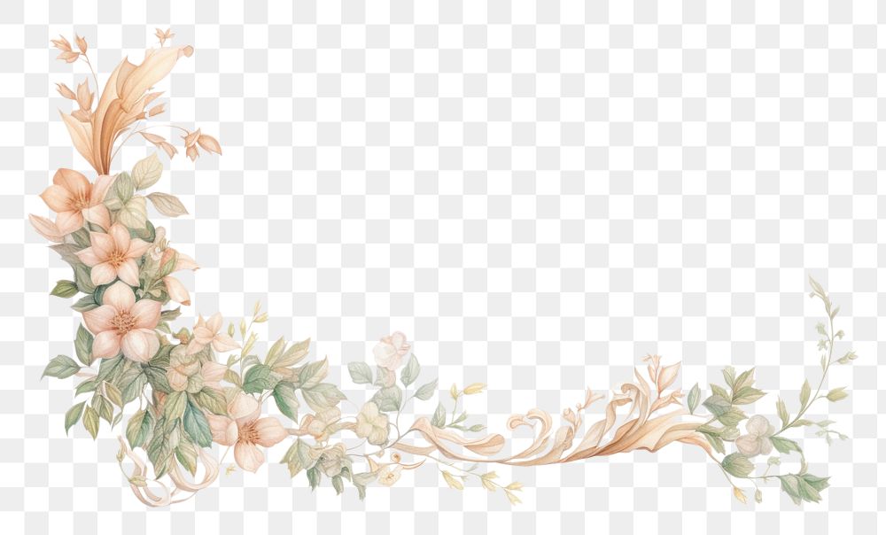 PNG  Flowers border pattern white background accessories. AI generated Image by rawpixel.
