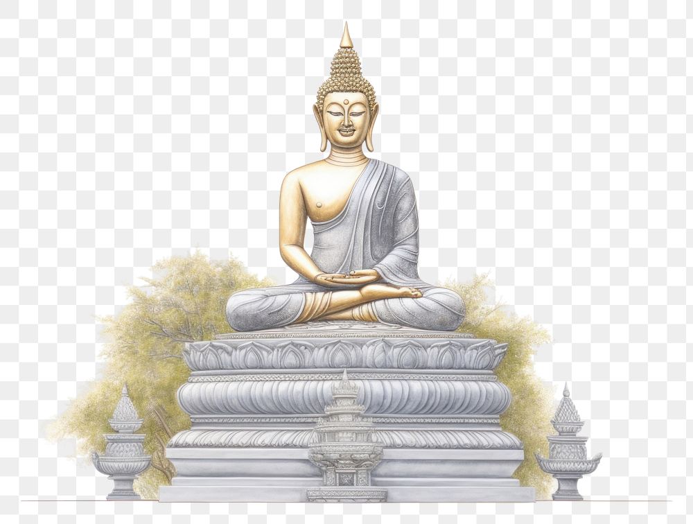 PNG  Buddha statue representation spirituality architecture. AI generated Image by rawpixel.