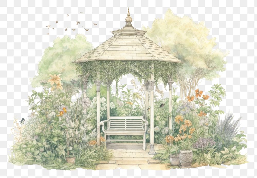 PNG  Garden architecture outdoors gazebo. AI generated Image by rawpixel.