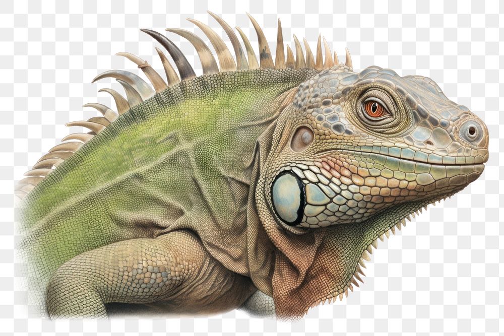 PNG  Portrait of a Iguana iguana reptile animal. AI generated Image by rawpixel.
