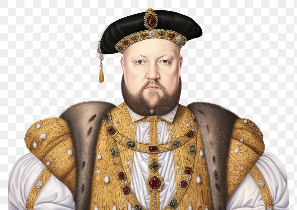 PNG  Portrait of a King Henry VIII portrait adult white background. AI generated Image by rawpixel.