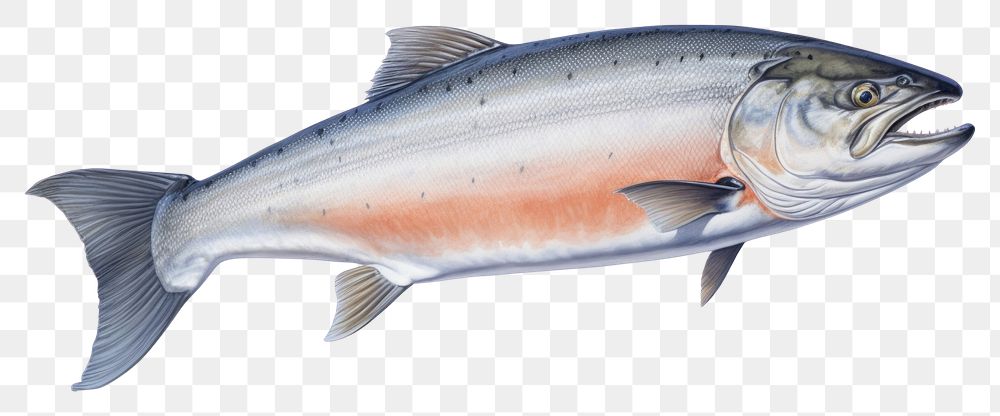 PNG  Raw salmon animal fish white background. AI generated Image by rawpixel.
