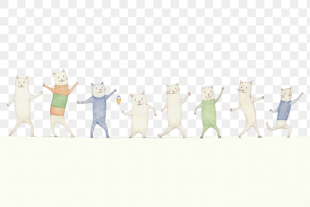 PNG  Cats dance drawing sketch mammal. AI generated Image by rawpixel.