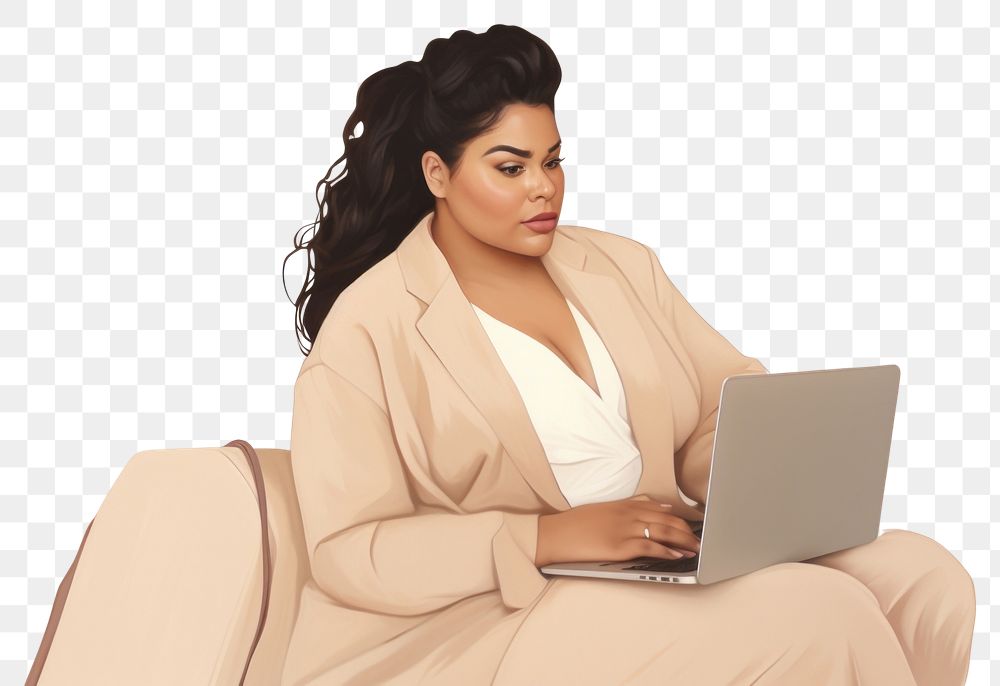 PNG Business fashion computer sitting laptop.