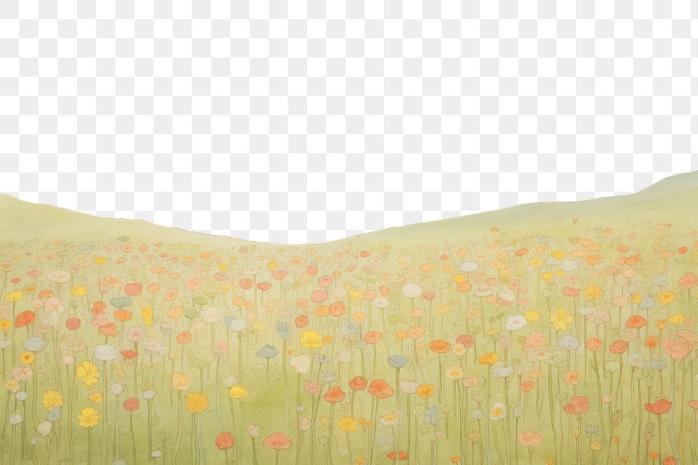 PNG  Flower field background painting backgrounds outdoors. AI generated Image by rawpixel.