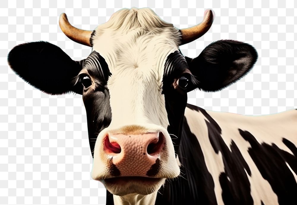 PNG Collage Retro dreamy cow livestock mammal animal.