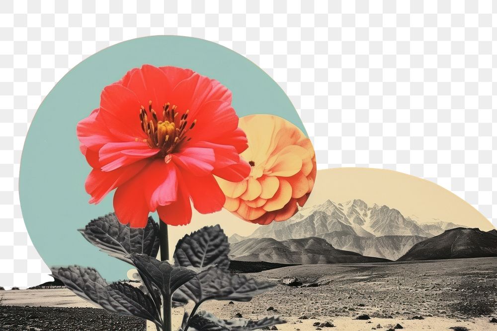 PNG Collage Retro dreamy flower outdoors nature plant.