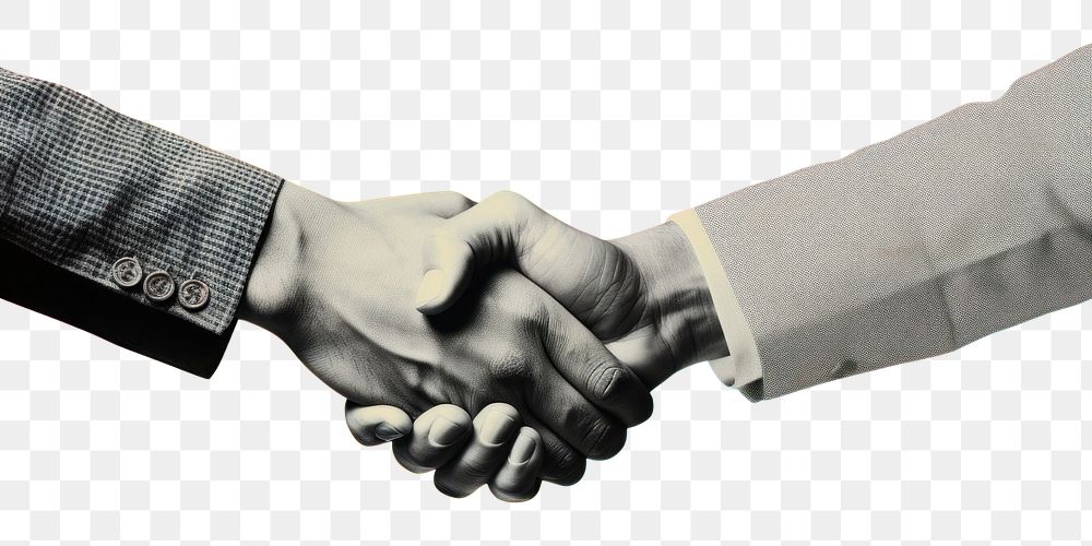 PNG Collage Retro dreamy handshake togetherness agreement finger.