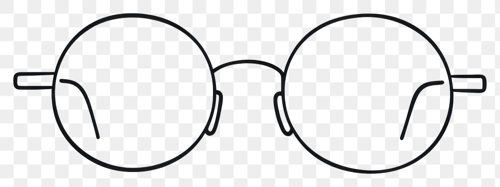 PNG  Minimal illustration of glasses drawing white line.