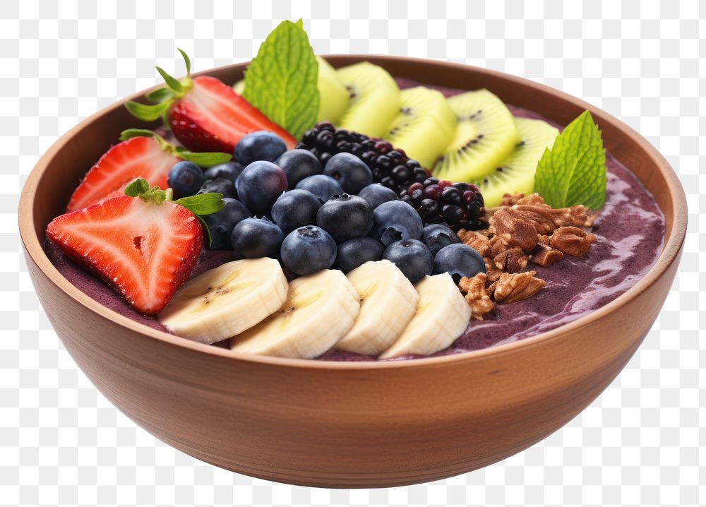 PNG  Acai bowl blueberry fruit food.