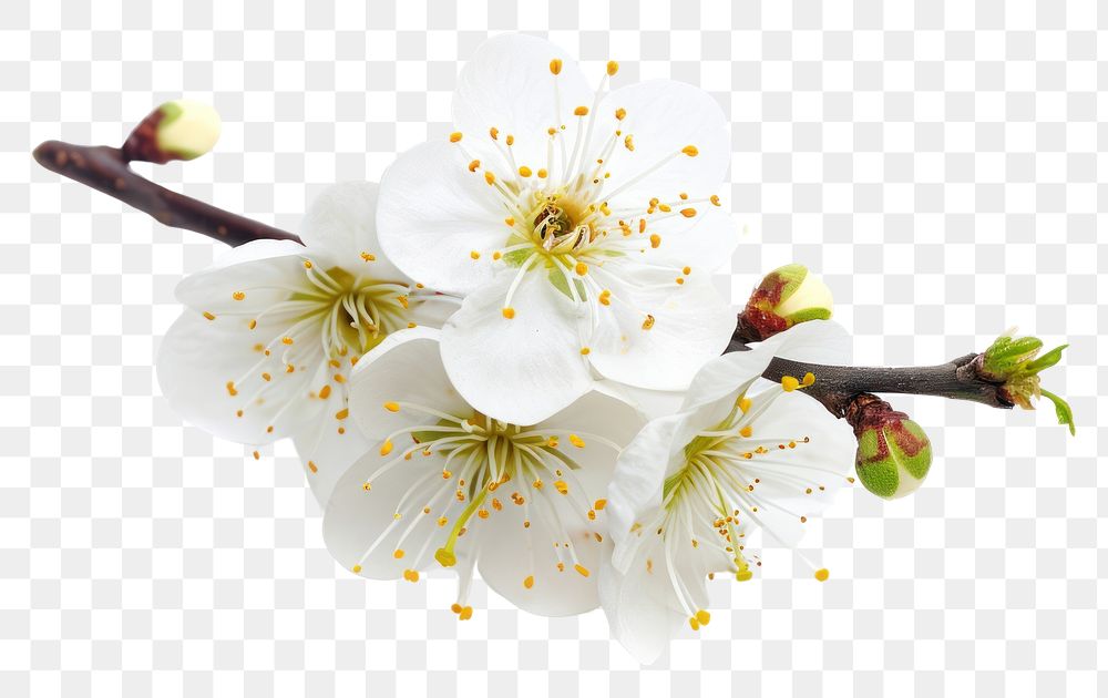 PNG  Blossom of plum tree flower plant white.