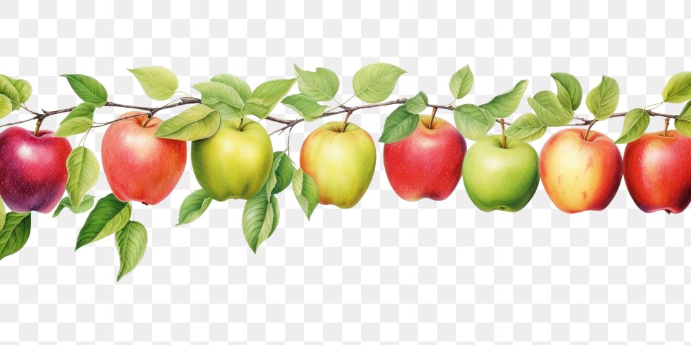 PNG Apple border apple fruit plant.