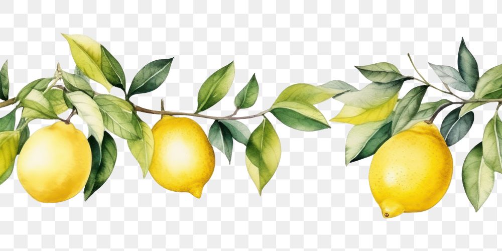 PNG Lemon border lemon fruit plant.