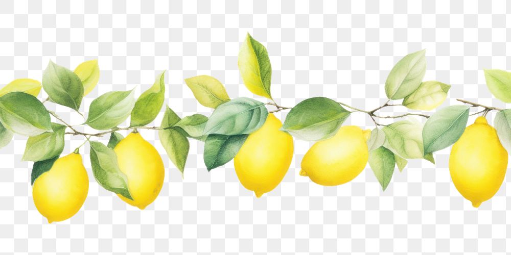 PNG Lemon border lemon fruit plant.