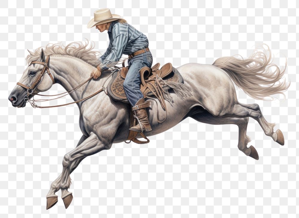 PNG  Cowboy riding horse mammal animal adult. AI generated Image by rawpixel.