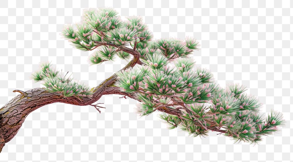 PNG  Japanese bonsai pine branch plant tree pink.