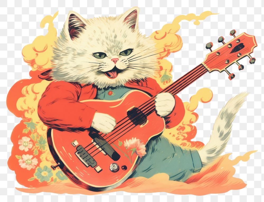 PNG Cat playing guitar mammal pet performance