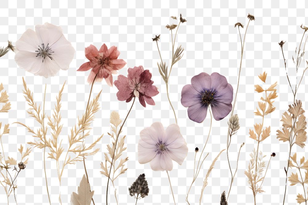 PNG  Real pressed flowers backgrounds pattern plant