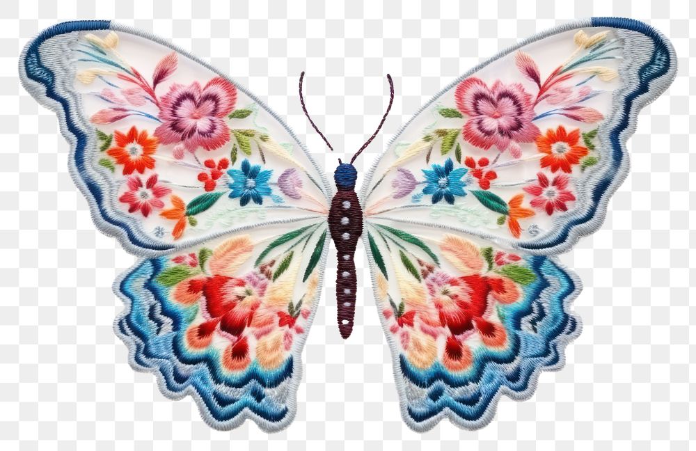 PNG Embroidery cute butterfly embroidery pattern animal.