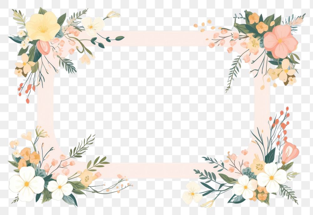 PNG  Cute cate border frame pattern plant floristry. AI generated Image by rawpixel.