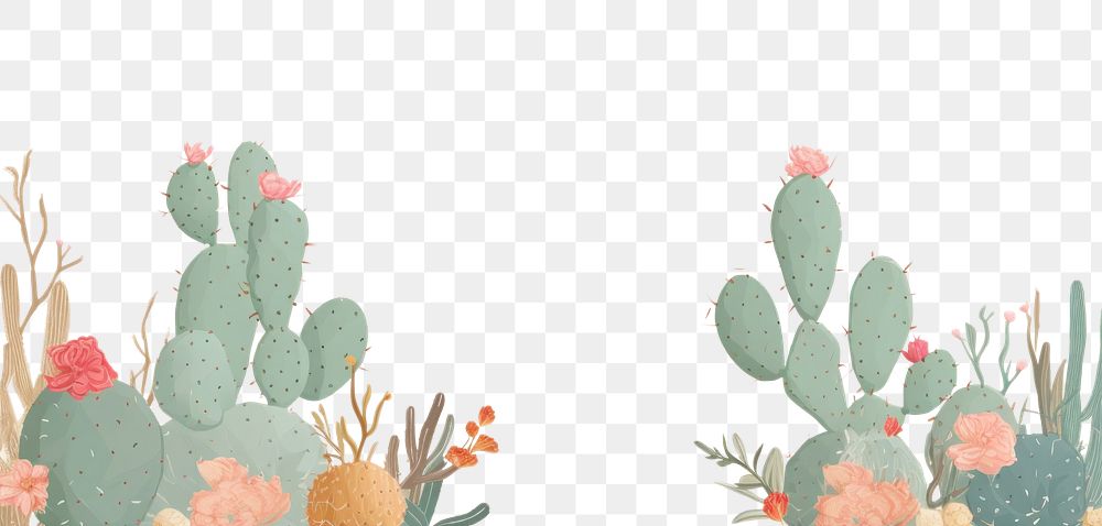 PNG  Cactus border frame backgrounds plant outdoors. AI generated Image by rawpixel.