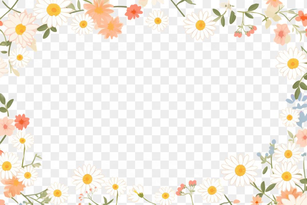 PNG  Daisy border frame backgrounds pattern flower. AI generated Image by rawpixel.