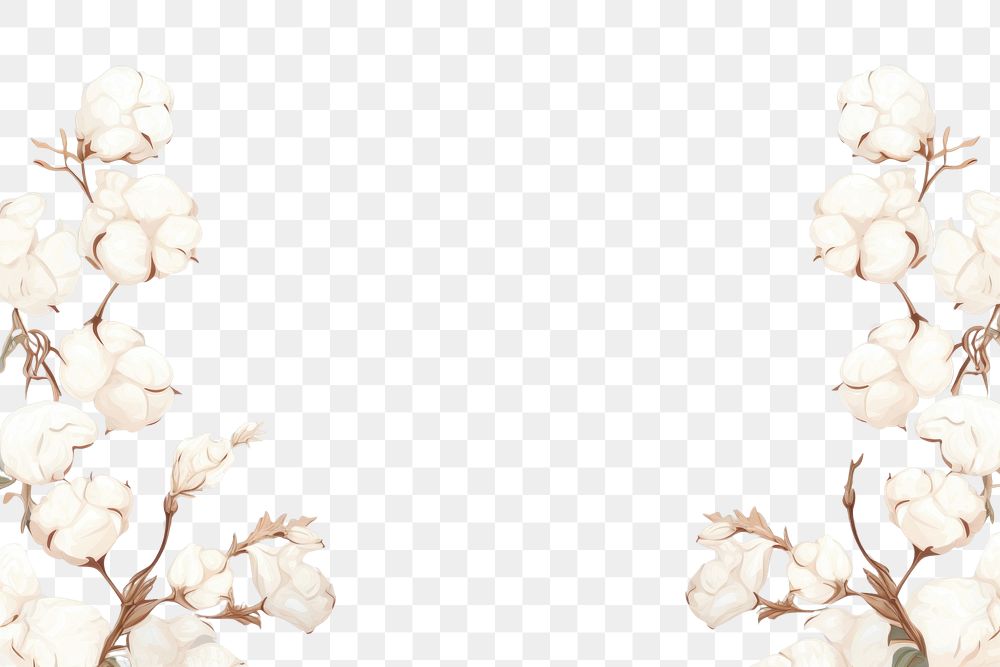 PNG  Cotton flower border frame backgrounds blossom plant. AI generated Image by rawpixel.
