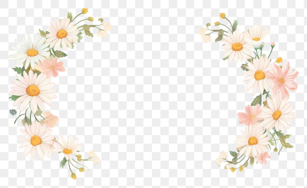 PNG  Daisy border frame pattern flower petal. AI generated Image by rawpixel.