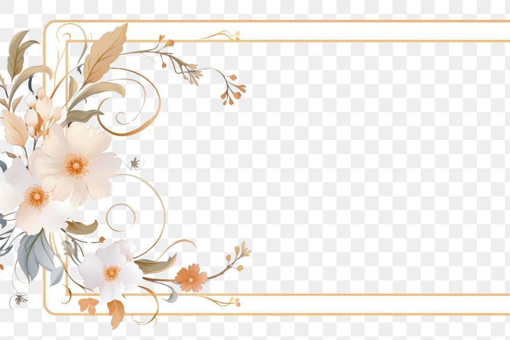 PNG  Floral frame border pattern flower plant. AI generated Image by rawpixel.
