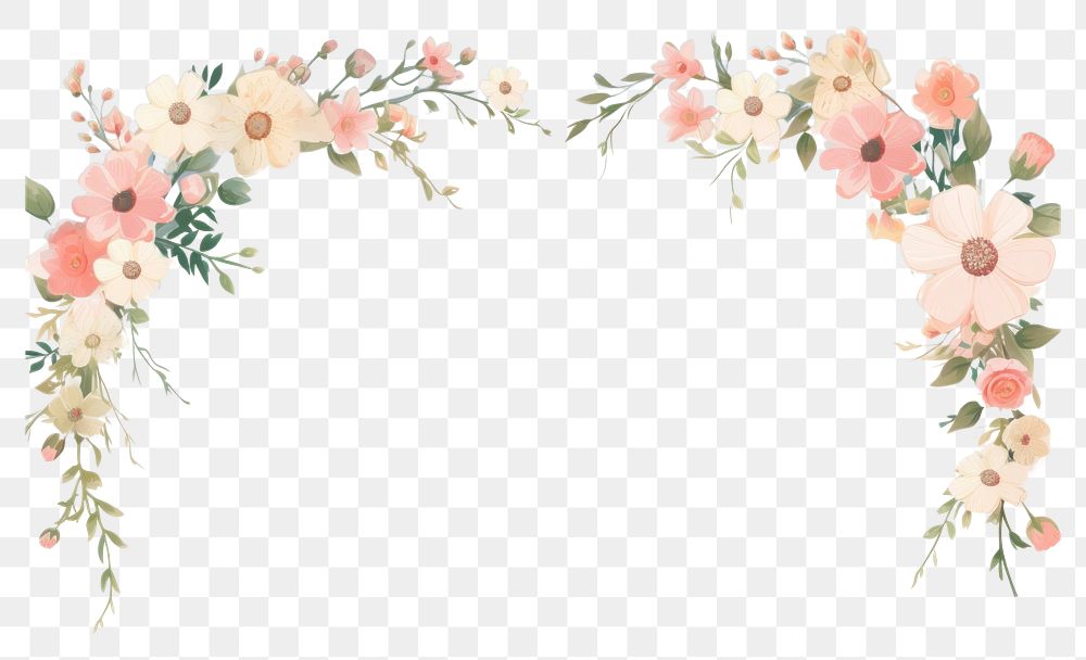 PNG  Flower border frame backgrounds pattern plant. AI generated Image by rawpixel.