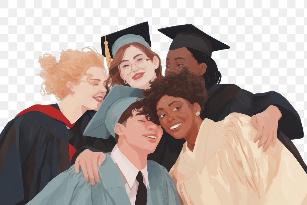 PNG  Group of students graduation adult togetherness. AI generated Image by rawpixel.
