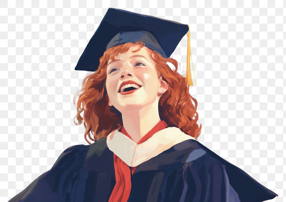 PNG  White girl graduation portrait school. AI generated Image by rawpixel.