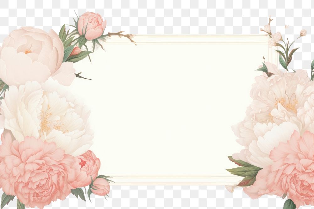 PNG  Peony border frame flower plant rose. AI generated Image by rawpixel.