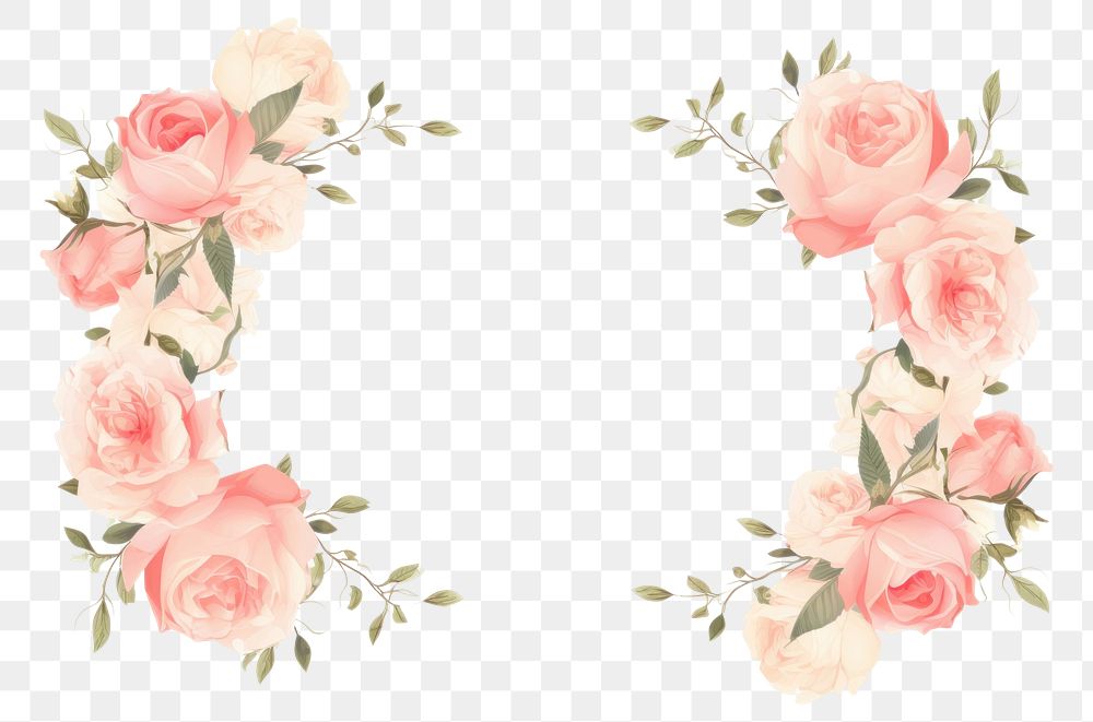 PNG  Rose border frame pattern flower plant. AI generated Image by rawpixel.