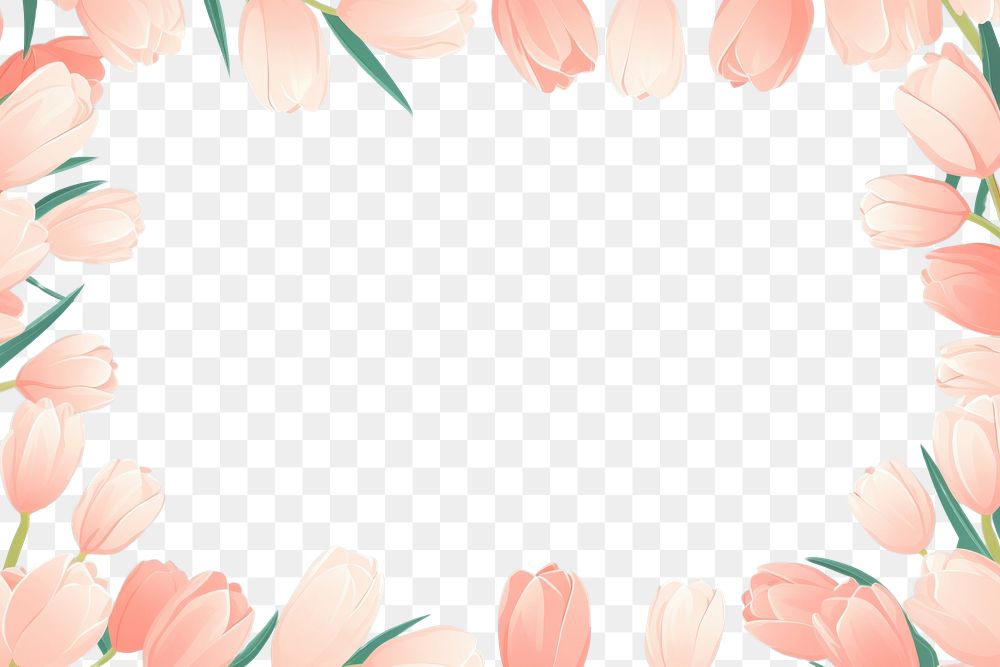 PNG  Tulip border frame backgrounds outdoors pattern. AI generated Image by rawpixel.